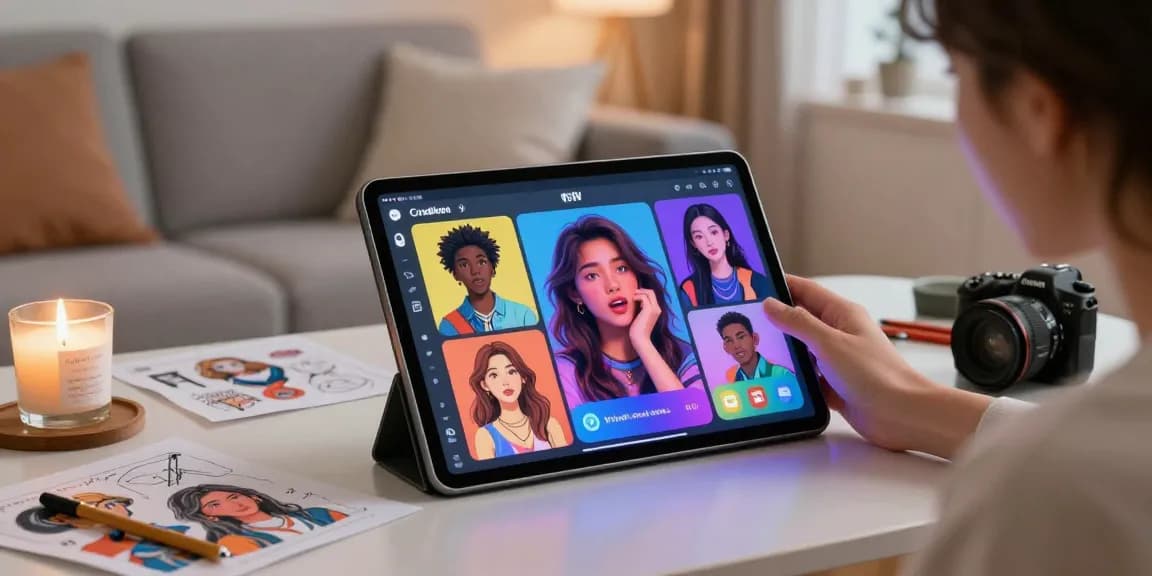 Engaging with Crushon AI NSFW image generator in a cozy environment, showcasing dynamic character visuals.