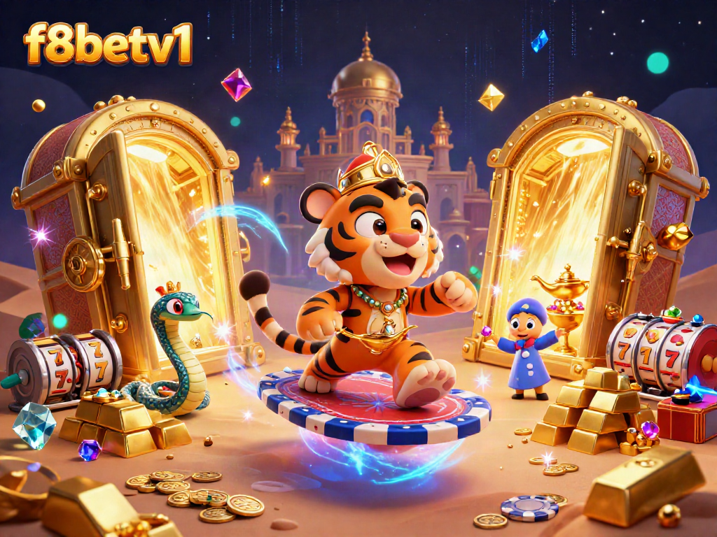 Experience slots and jackpot thrills with f8betv1 in this vibrant casino adventure scene.