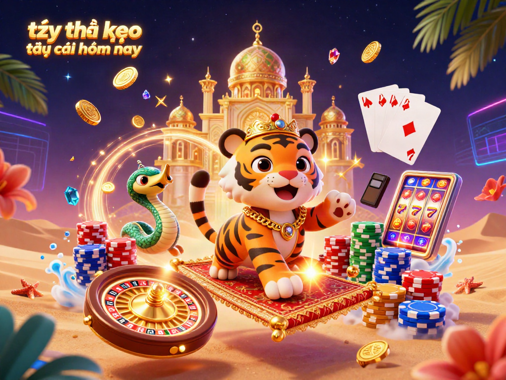 Experience tỷ lệ kèo nhà cái hôm nay with a dynamic 3D casino illustration showcasing vibrant characters and elements.