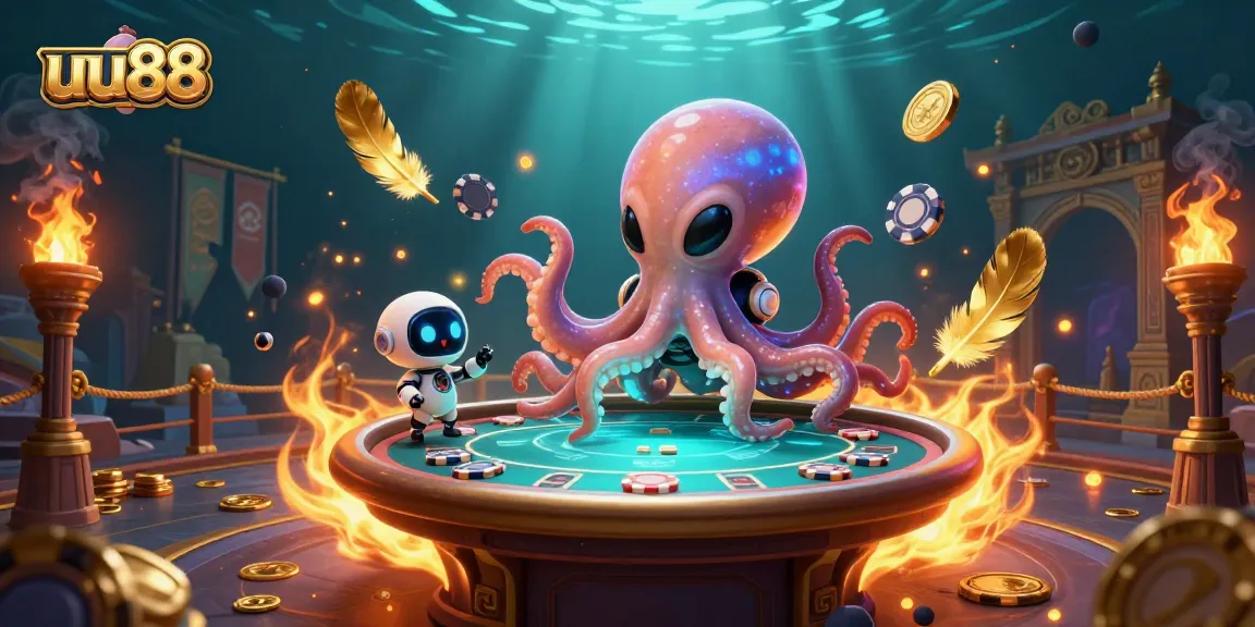 Experience thrilling poker action at uu88 with an alien octopus dealer and holographic table.