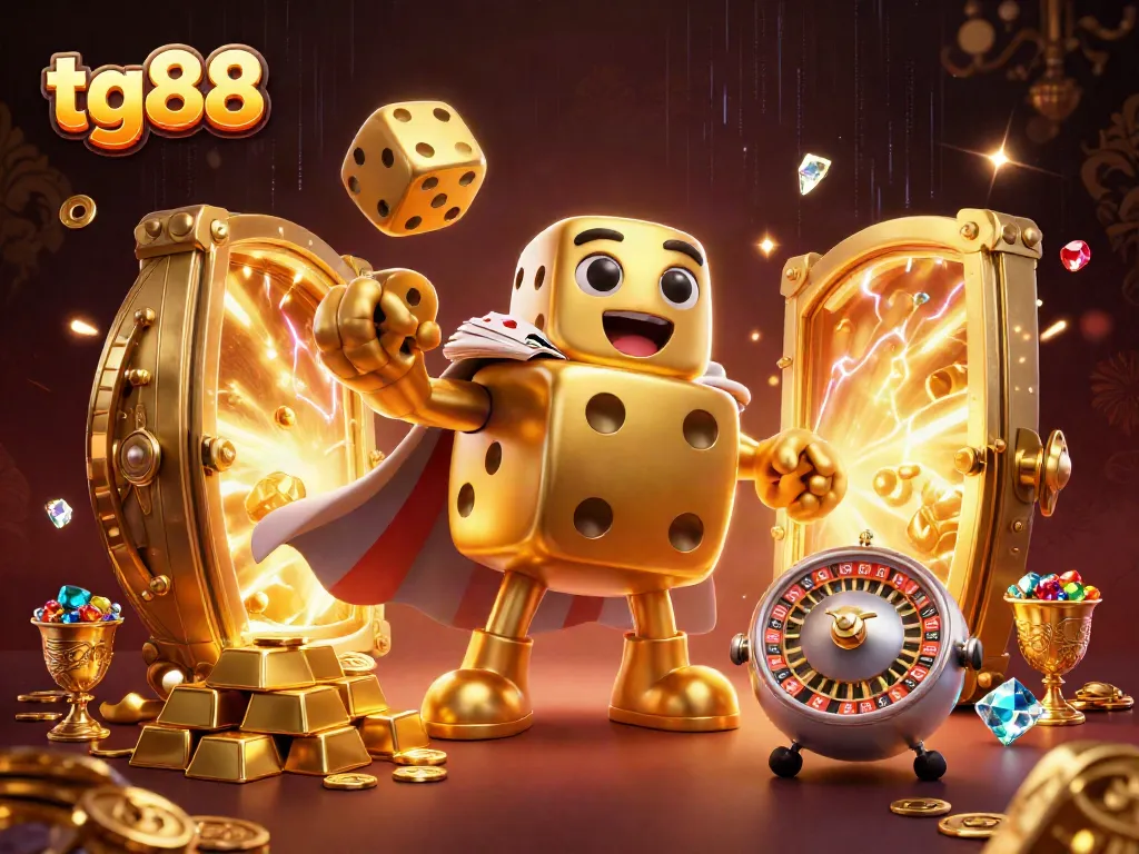 Experience thrilling casino excitement with tg88's golden dice golem and treasure galore.