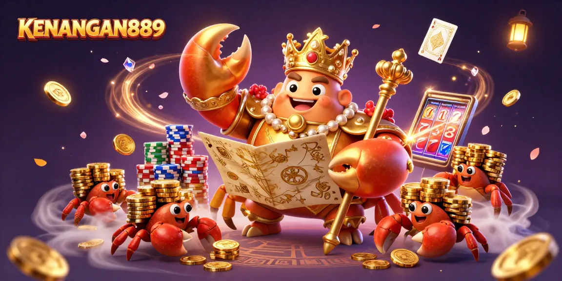 Experience thrilling gaming with KENANGAN889's golden crab emperor and poker elements.