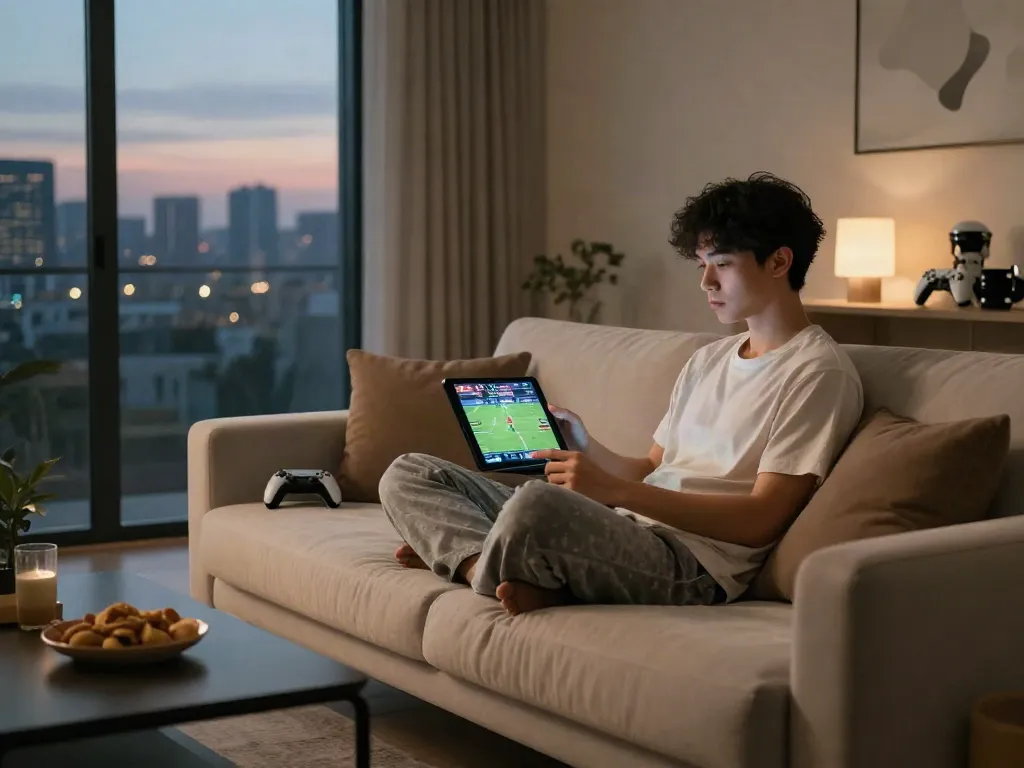 five88 online gambling experience in a modern living room setup.