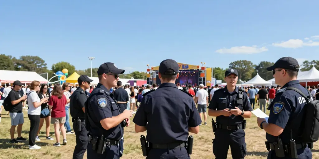 Event Security professionals ensuring safety at a local festival, providing trusted services to the community.
