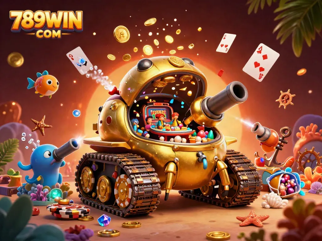 Experience thrilling gameplay at 789WIN COM with vibrant scene featuring golden beetle tank casino.