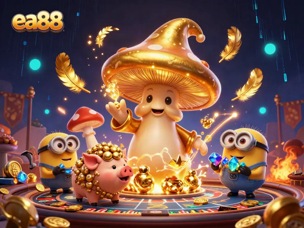 Win big at ea88 with a lively casino scene showcasing vibrant characters and dynamic game elements.