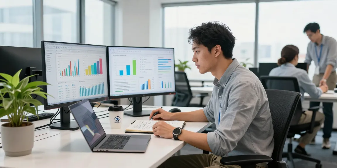 Business professional analyzing IDXSTAR insights in a modern office workspace