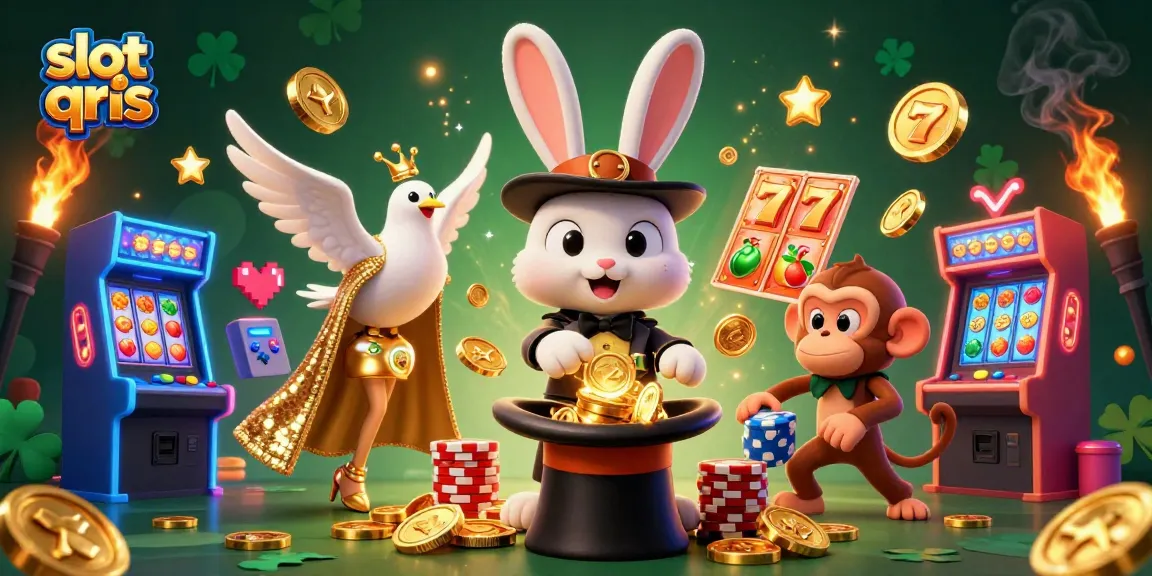 Spin to win with slot qris in this vibrant 3D casino scene filled with exciting game elements.