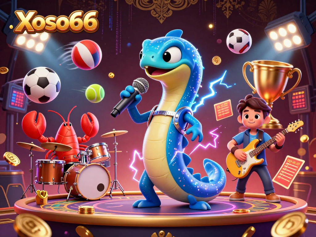 Xoso66 energizes players with a vibrant underwater casino scene featuring an electric eel DJ.