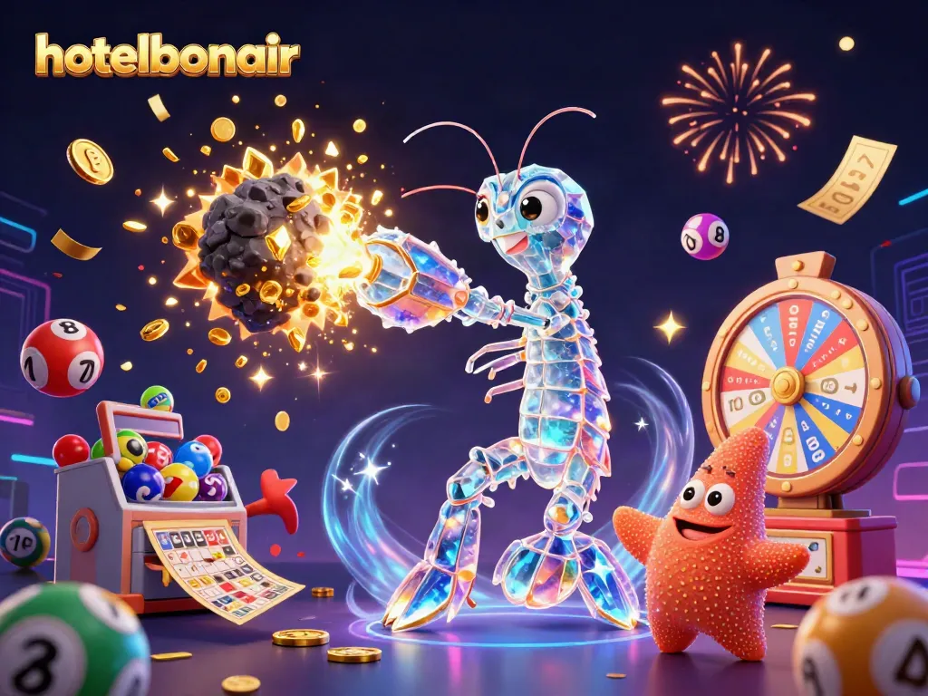 Experience thrilling moments at hotelbonair with vibrant lottery games amidst a cosmic backdrop.
