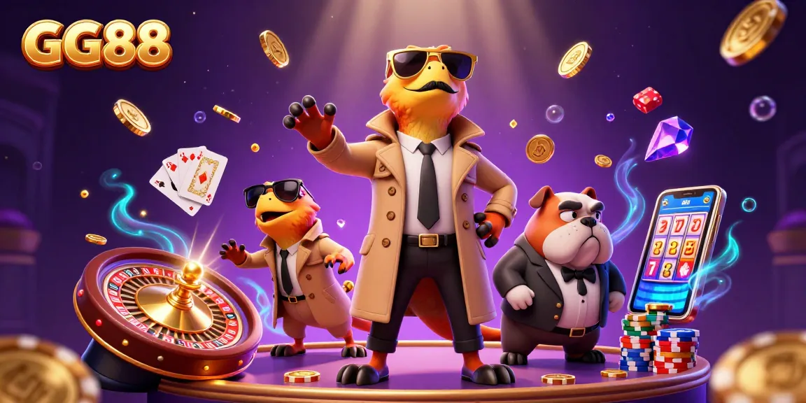 Experience thrilling entertainment at GG88 online casino with vibrant gaming elements and dynamic characters.