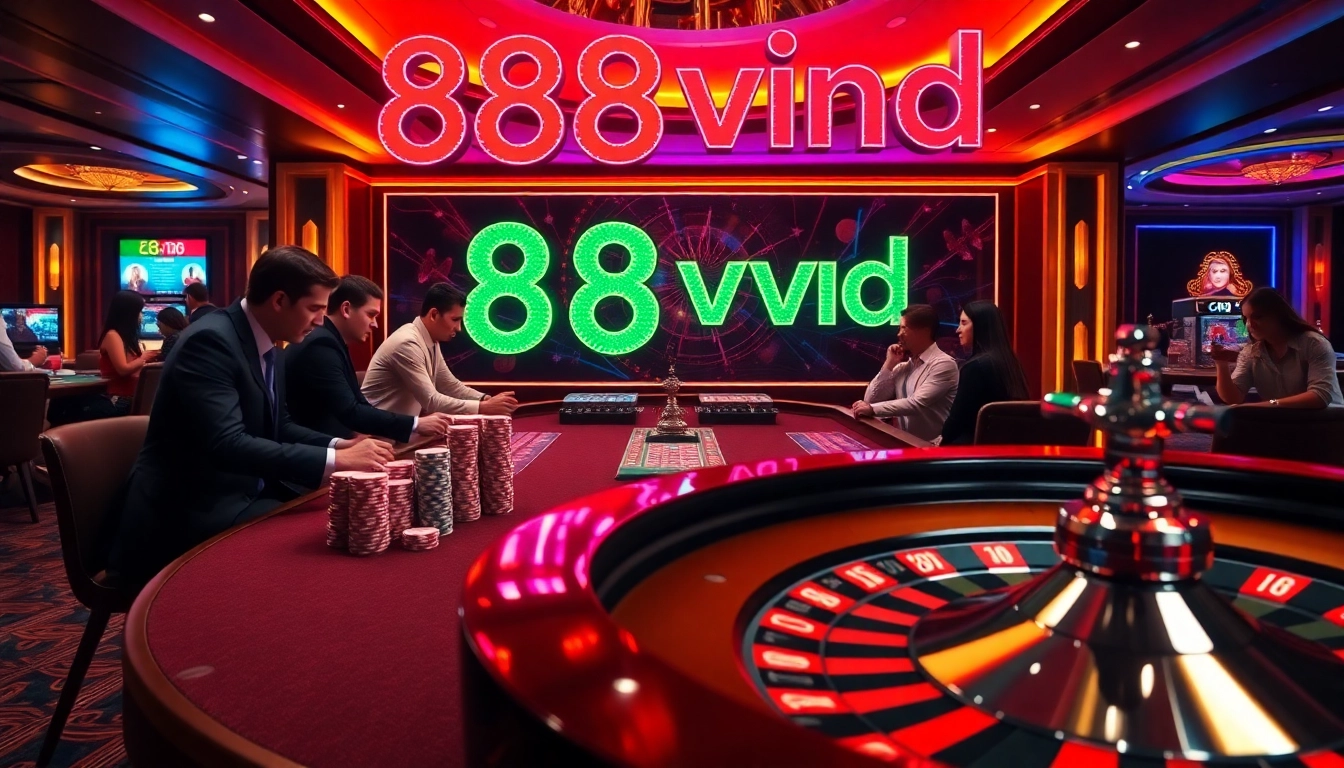Players winning at a casino table with poker chips and 888vnd prominently displayed.