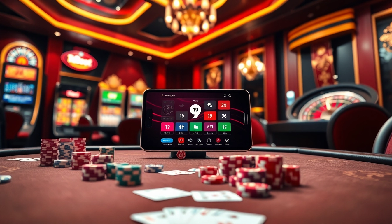 Fun gaming scene with poker chips and cards promoting tải i9bet for an engaging gambling experience.