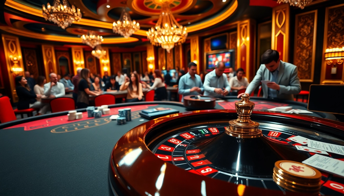 Experience thrilling moments at tg88 casino with bright poker chips and an elegant roulette table.