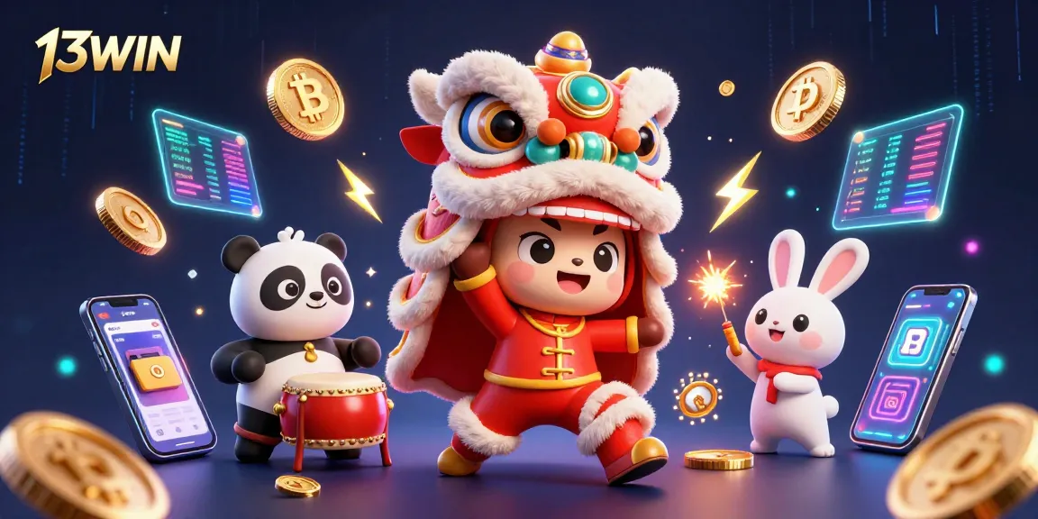 Experience thrilling gaming excitement with 13WIN featuring dynamic characters and vibrant casino elements.