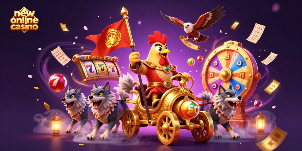 Experience thrilling action at a new online casino with vibrant slot reels and playful elements.