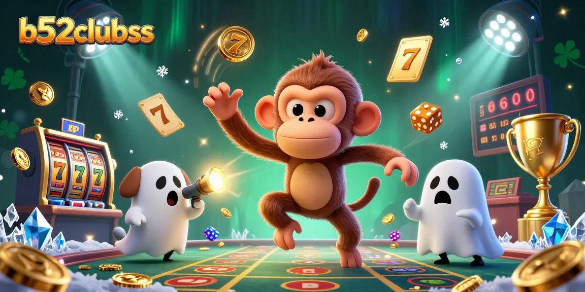 Engage with b52clubss at the thrilling haunted casino where a mischievous poltergeist monkey juggles golden treasures.