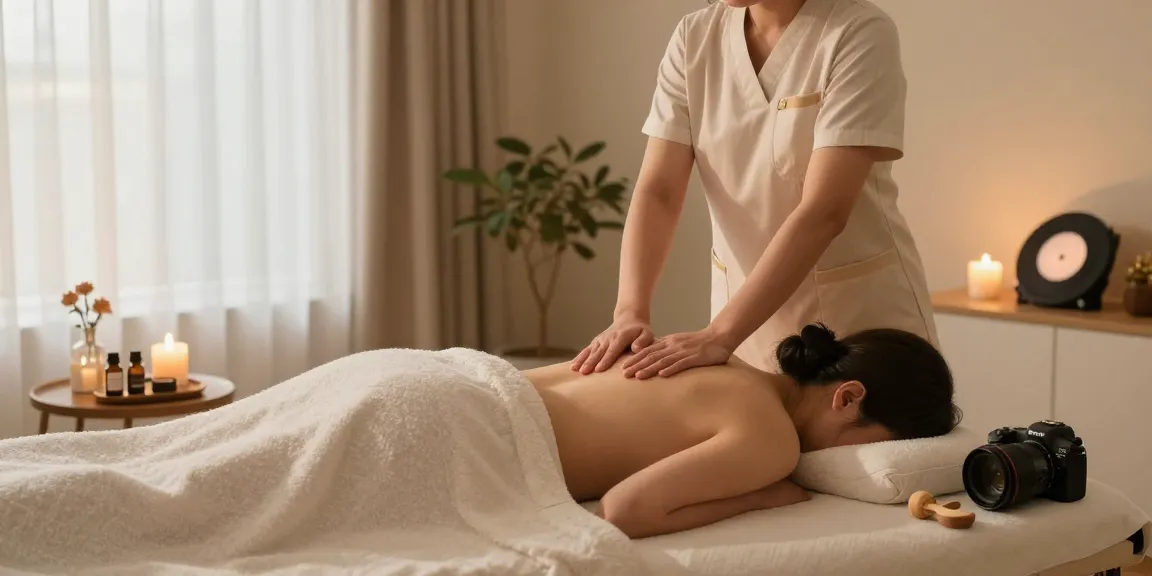 Experience the best 장안동출장마사지 in a relaxing home spa setting with candles and soothing ambiance.