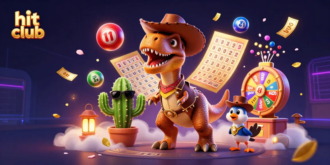 Spin to win at hit club with our vibrant lottery-themed scene featuring characters and exciting game elements.