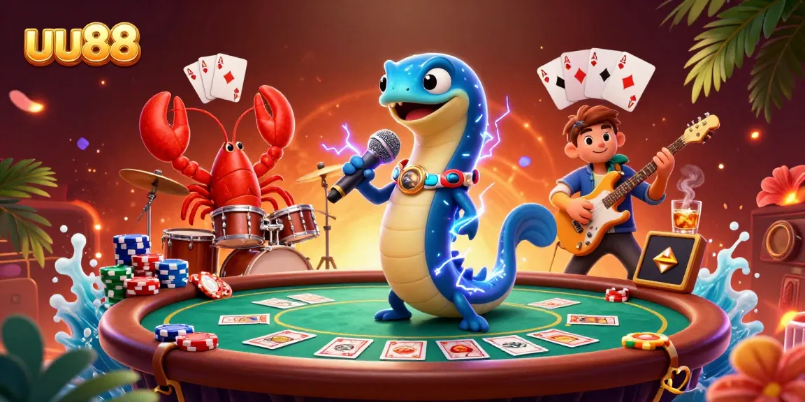 uu88 brings excitement with an electric eel DJ and band playing in an underwater casino.