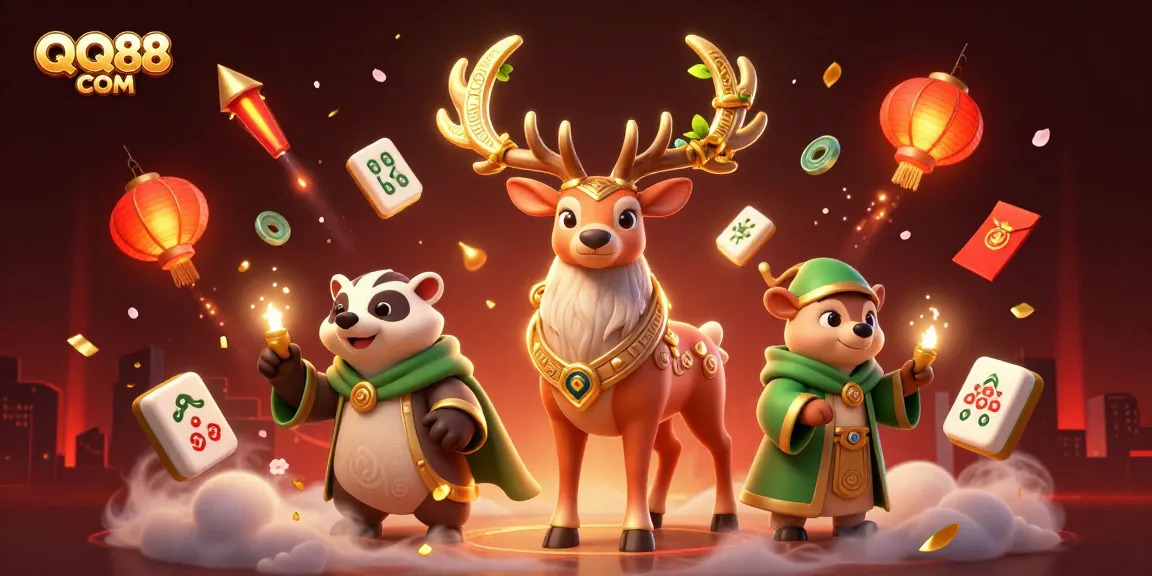 Engage in a thrilling QQ88 COM gaming experience with vibrant 3D casino elements and enchanting characters.